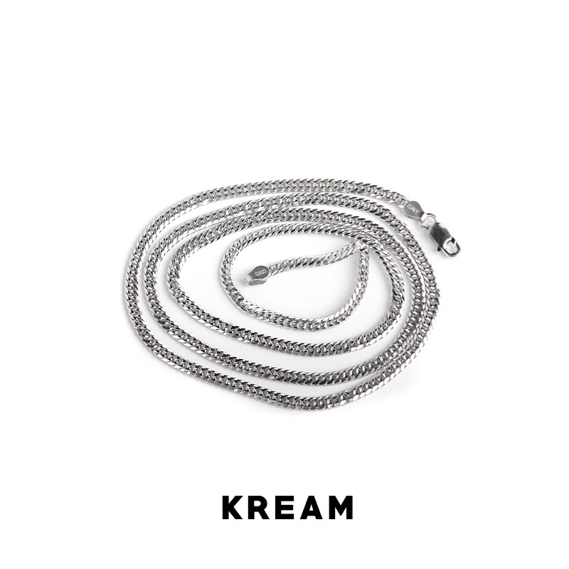 S925 silver cuban chain sterling silver platinum-plated Cuban necklace male clavicle chain