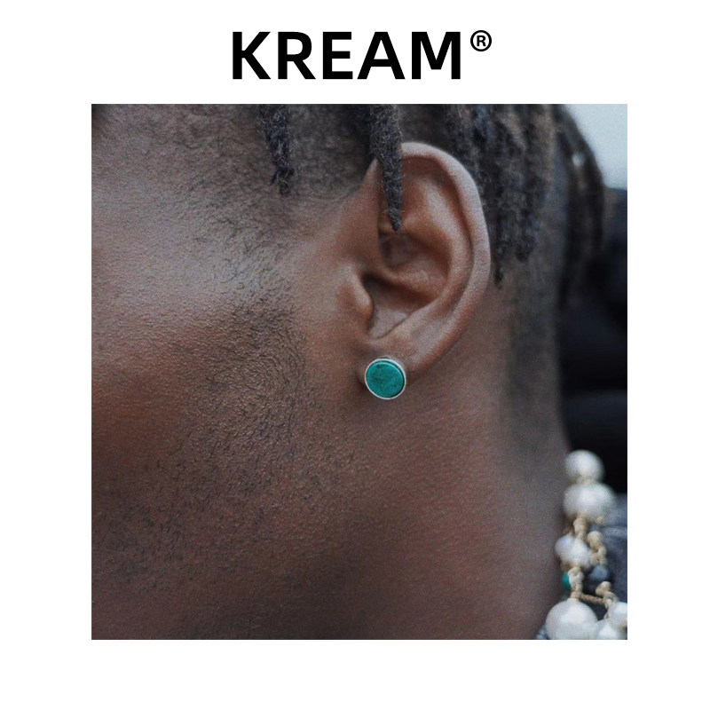 kream s925 sterling silver turquoise earrings male hip hop lesbian ins accessories