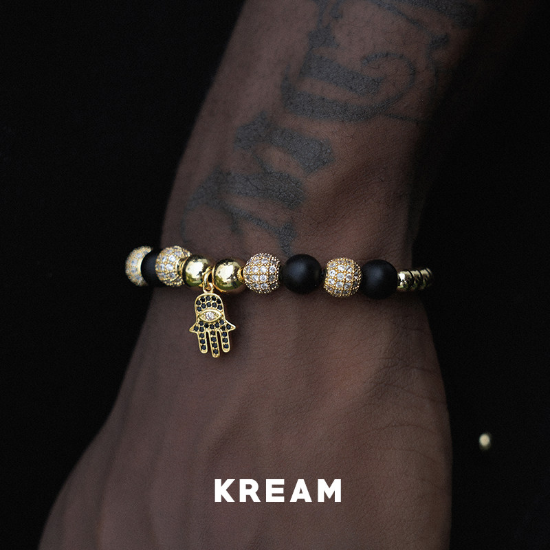 Drawstring gold-plated full Diamond Eye of God beads hand