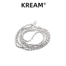 S925 silver rope chain Sterling silver plated white gold twist rope necklace for men and women clavicle chain