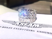 KREAM ice out ring S925 sterling silver plated white gold sparkling diamond Zircon ring for men and women couples ring