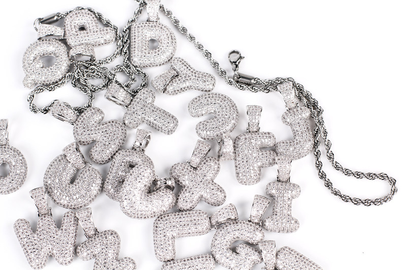 Ice out lovable bubble Pendant Cartoon bubble letter necklace Male and female couple clavicle chain