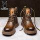 Playboy Martin boots spring genuine leather breathable British style high-top work boots trendy inner heightening leather boots men's shoes