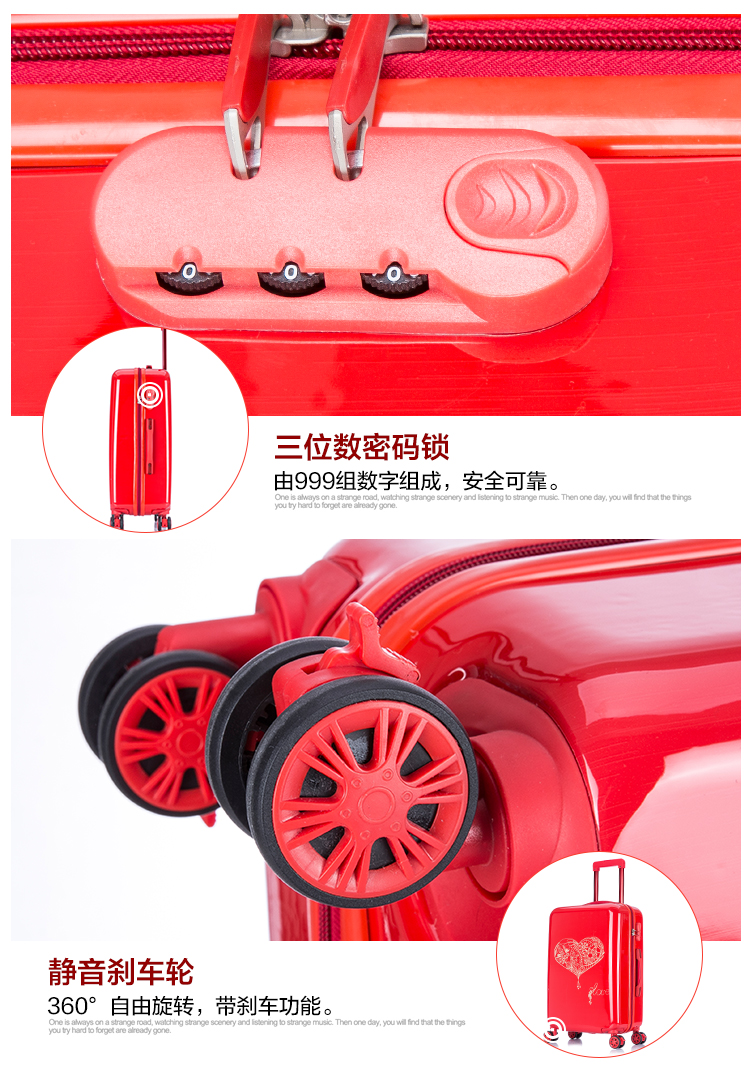 Hôn nhân hộp hành lý cô dâu hộp áp lực vali đám cưới của hồi môn hộp lớn xe đẩy màu đỏ của hồi môn cặp - Va li vali đẹp