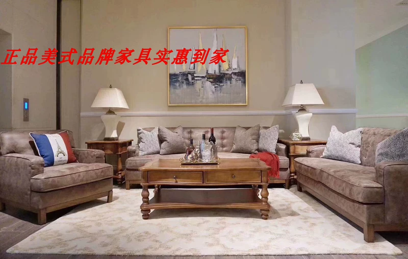 Nội thất thương hiệu Mỹ nhà tình yêu Mỹ Li hiện đại vải ba người sofa phòng khách sofa giường U62900 - Ghế sô pha