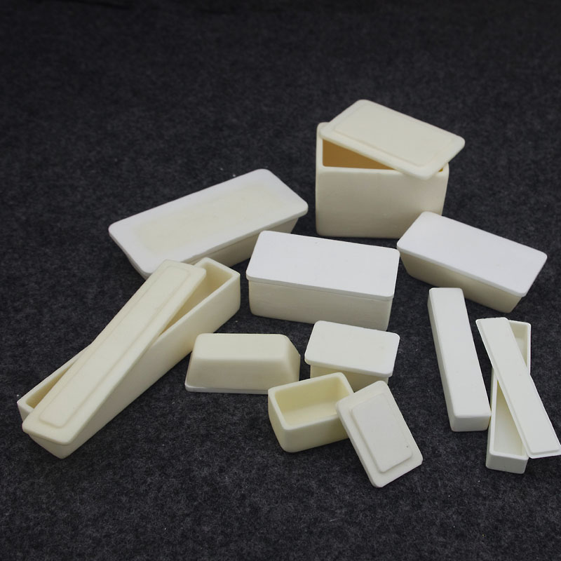 99%alumina high temperature corundum crucible combustion boat with lid Square crucible boat Tubular sintering