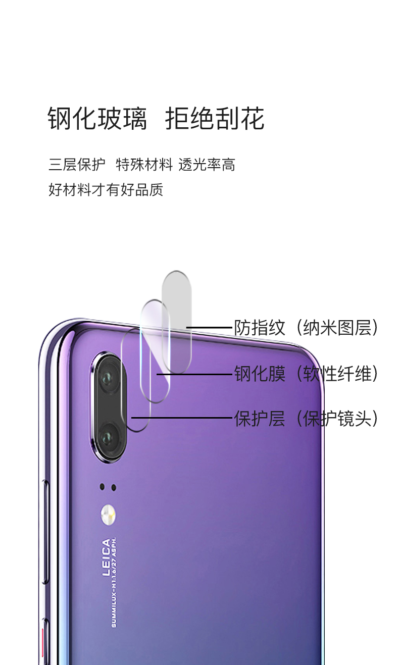 Nirvana Huawei p20 điện thoại di động Vòng bảo vệ HD ống kính phim p20pro camera phía sau được quay lại ống kính chống trầy xước chống toàn màn hình bao gồm chống rơi nổ cạnh trắng phụ kiện sticker