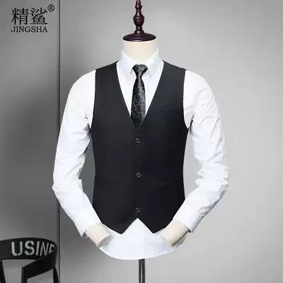 Business casual men's suit black vest Korean version of suit groom groomsman group handsome slim fit dress shoulder summer