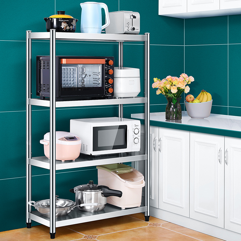 Stainless steel kitchen shelving ground floor multilayer microwave oven rack containing rack oven overall cupboard home shelves