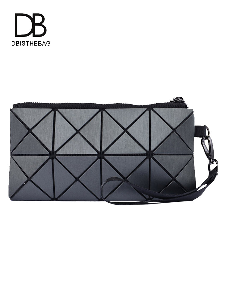 Taiwan DB new women's clutch bag women's mobile phone bag fashion women's bag geometric Lingge hand bag small wallet bag