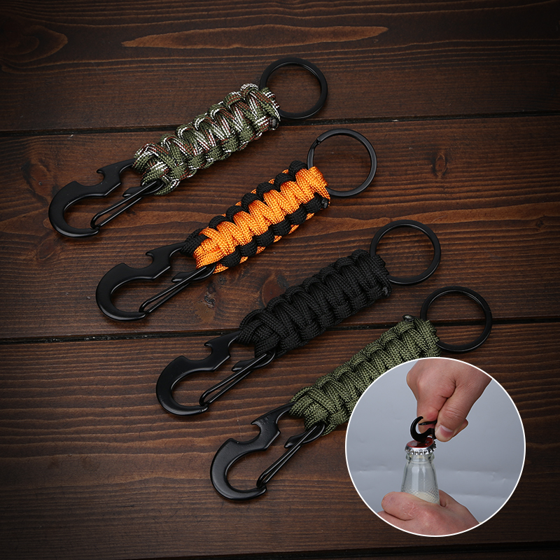 Outdoor Army Meme Bottle Opener EDC Key Button Fight Wolf 2 multifunction Handmade hanging buckle camouflated braided umbrella rope bottle opener