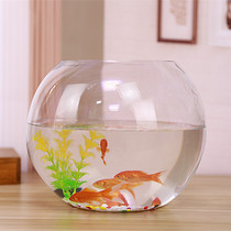 Fish tank Glass thickened mini fish tank Goldfish tank Hydroponic plant desktop round ball small turtle tank