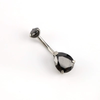 В форме капли, с цирконом, черный, диаметр/размер 1.6, 10mm, 10mm