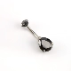 В форме капли, с цирконом, черный, диаметр/размер 1.6, 10mm, 10mm