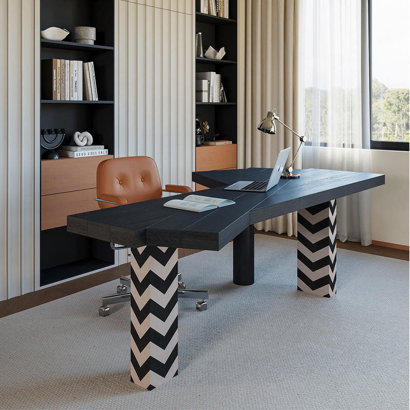 Italian Minimalist Solid Wood Desk, Wabi-Sabi Style, Modern Art, High-End Designer, French Mid-Century Irregular Desk