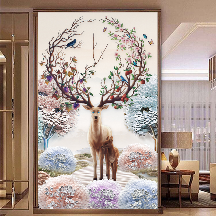 Mona Lisa cross-stitch thêu 2019 nai sừng tấm Bắc Âu mới lộc hươu Continental lối vào phiên bản theo chiều dọc của thêu đơn giản - Công cụ & phụ kiện Cross-stitch khung thêu tranh chữ thập