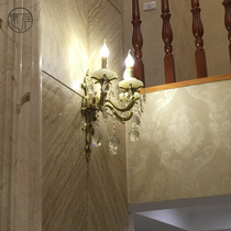 European wall lamp Copper natural jade High-end living room wall lamp Bedroom bedside lamp Aisle Crystal wall lamp