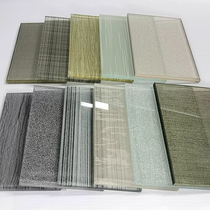 Factory direct sales double layer silk laminated glass hotel lobby decoration bathroom partition sliding door screen customization