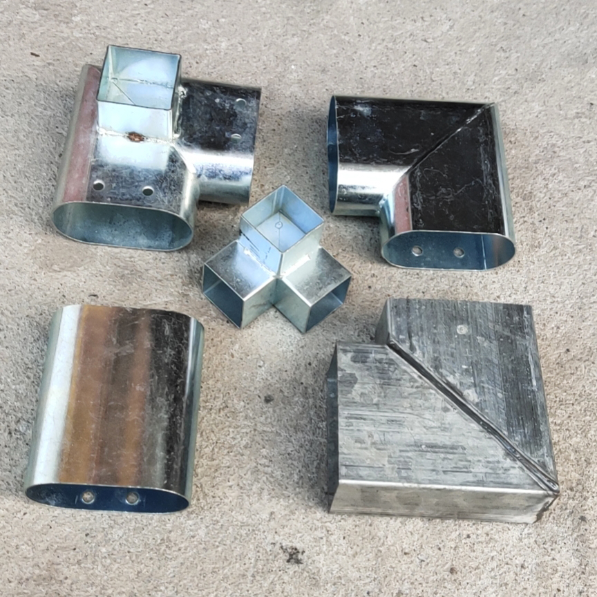 Zinc steel guardrail iron accessories square tube two-way elbow three-way connector T-shaped straight-through oval iron railing right angle