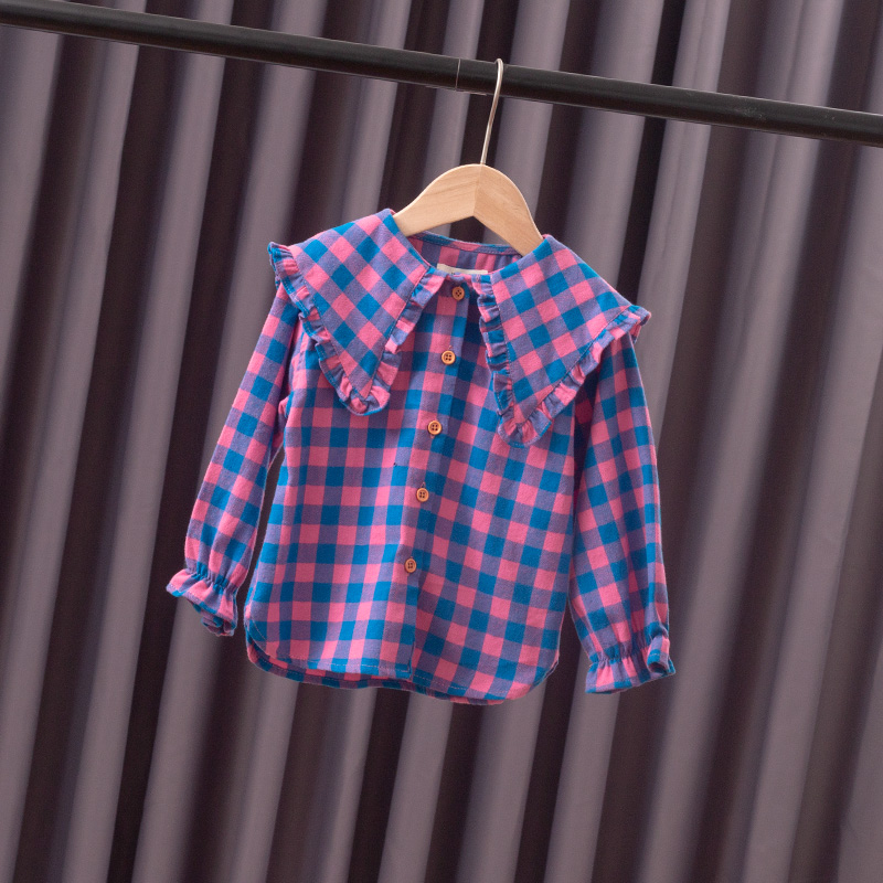 Đặc biệt cô gái áo sơ mi 2020 Yangqi công chúa mùa xuân dress bé Long Sleeve Top Little Girl Xuân Thu Plaid Shirt.