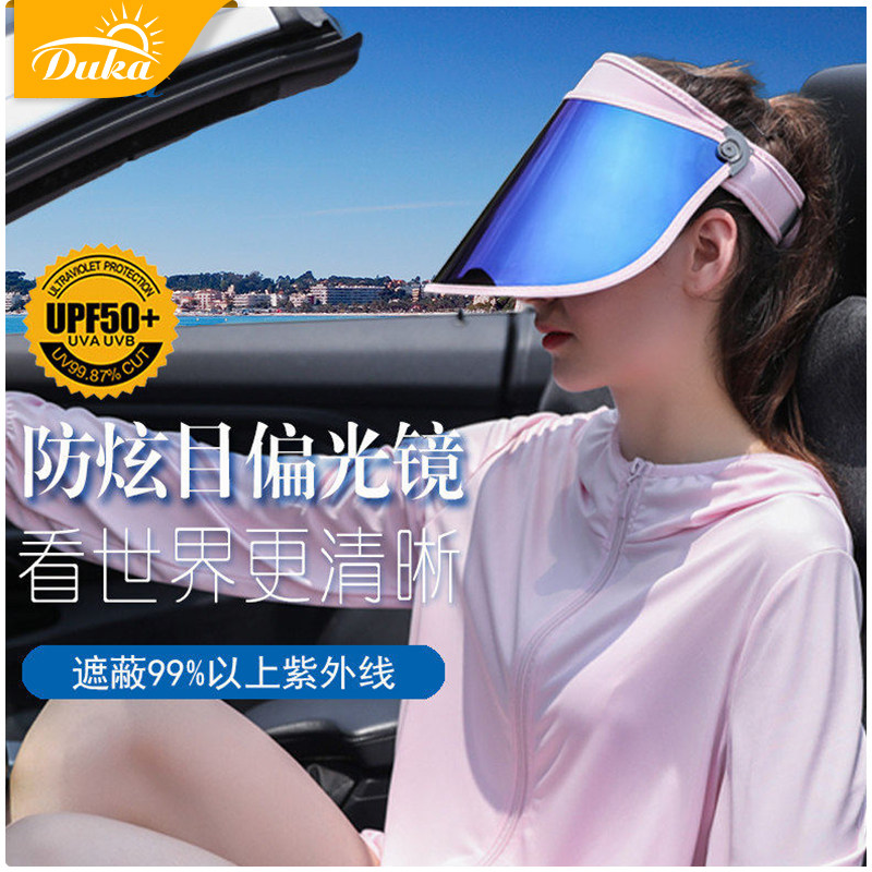Duka Women's Summer Korean Style Wide Rim Face Cover UV Resistant Outdoor Cycling Folding Polarized Sun Hat