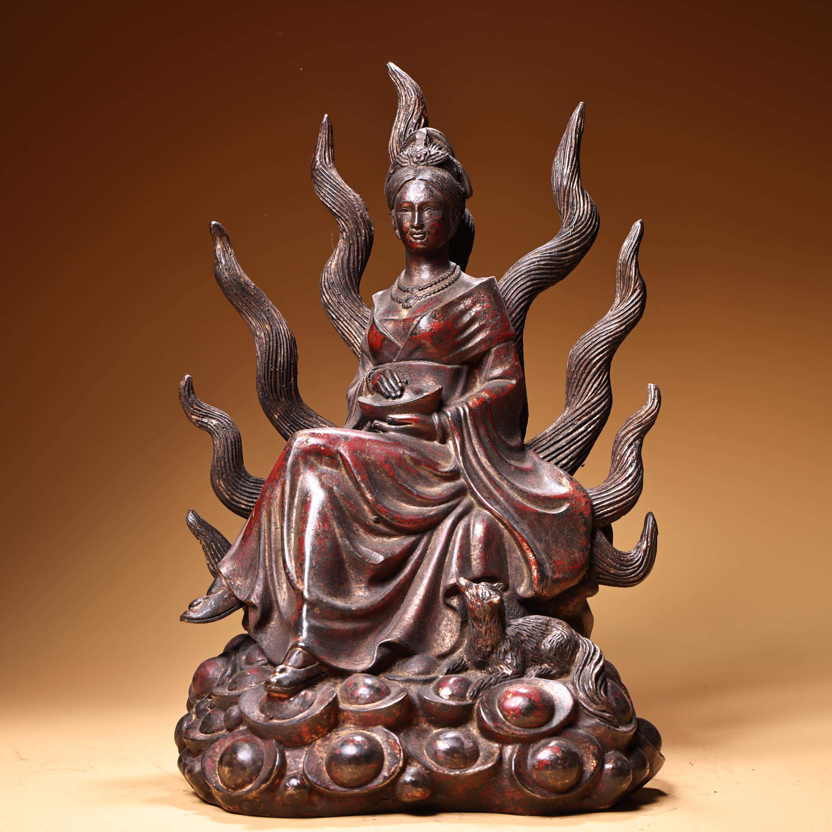 龙树菩萨女娲娘娘狐纯铜像大地之母始母创世神蛇蟒真身佛像摆件
