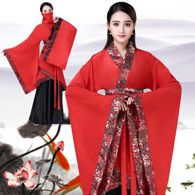 Gift instrument's state of the same style with women's ancient clothes Hanfu Xuan Pangchi Twin Circumsical Stage Ancient Wind Dance Year will be performed in red