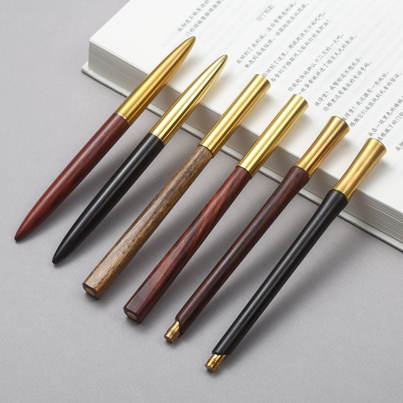 Mahogany pen signature pen Gold silk Nanmu orb pen Metal brass neutral pen high-end graduation gift pen Solid wood high-end men's signature single pen business gift custom lettering logo