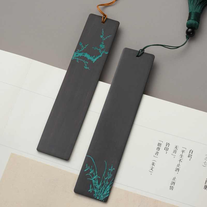 Hand-painted complex classical Chinese tassel bookmark ebony wood exquisite gift creative custom lettering
