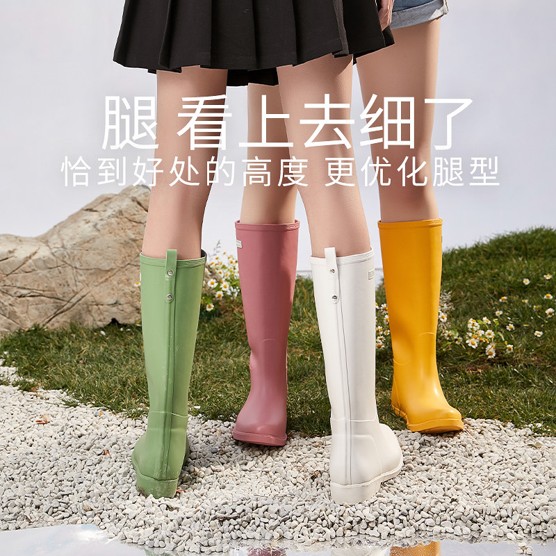 Rain boots women's fashion outer wear water shoes women's new waterproof and non-slip adult high-top rubber shoes long-tube rain boots women's autumn