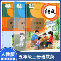 Genuine 2021 new edition of primary school 5th grade first volume Chinese mathematics and English books a full set of human Education Department compiled a total of 3 books of fifth grade first volume textbook textbook textbook Fifth grade first volume Chinese mathematics English textbook