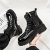 Glossy Martin Boots for Men 2026 New Winter High-Top Black Height-Increasing British Style Work Leather Shoes Men's Motorcycle Boots