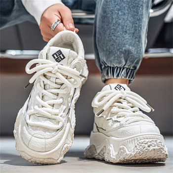 Men's Shoes 2026 New Spring Model Student High-End Thick-Soled Casual White Shoes Men's Versatile Non-Slip Sports Trendy Shoes