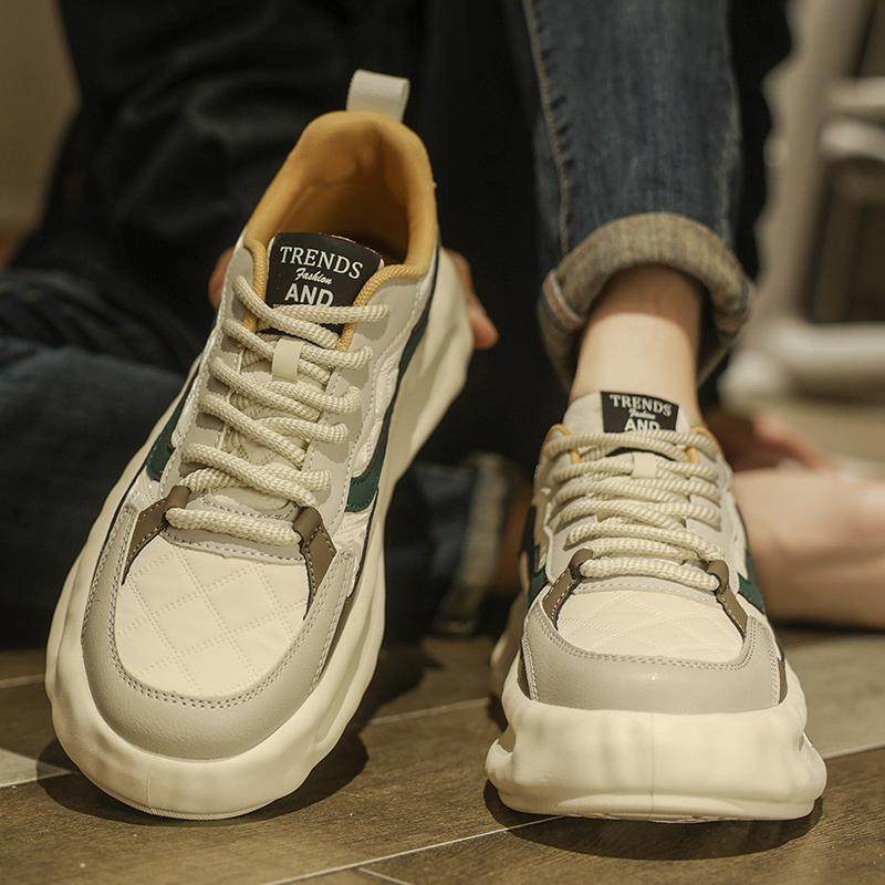 Men's Shoes 2026 New Winter Trendy Brand High-End Light Luxury Thick-Soled Genuine Leather Casual Sneakers Men's Sports Shoes