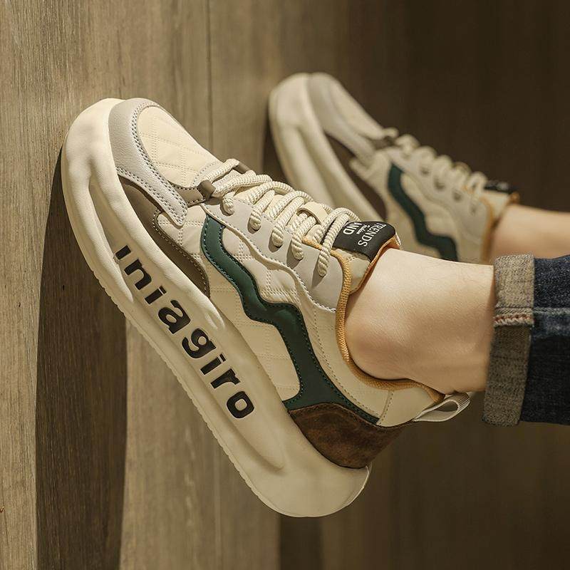 Men's Shoes 2026 New Winter Trendy Brand High-End Light Luxury Thick-Soled Genuine Leather Casual Sneakers Men's Sports Shoes