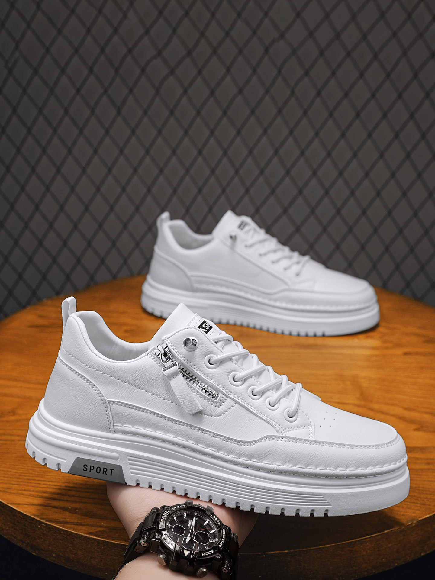 Black Men's Shoes 2026 New Spring Casual Slip-On Flat Shoes Height-Increasing Work Non-Slip Sports Trendy Shoes