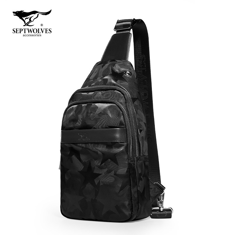 Septwolves chest bag men's shoulder bag messenger bag Oxford cloth men's bag youth canvas casual bag Korean version backpack trend