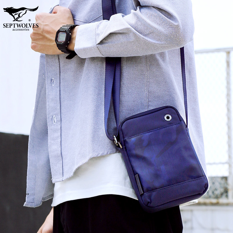 Septwolves men's bag men's canvas bag mini messenger bag Oxford cloth shoulder bag small backpack casual outdoor shoulder bag
