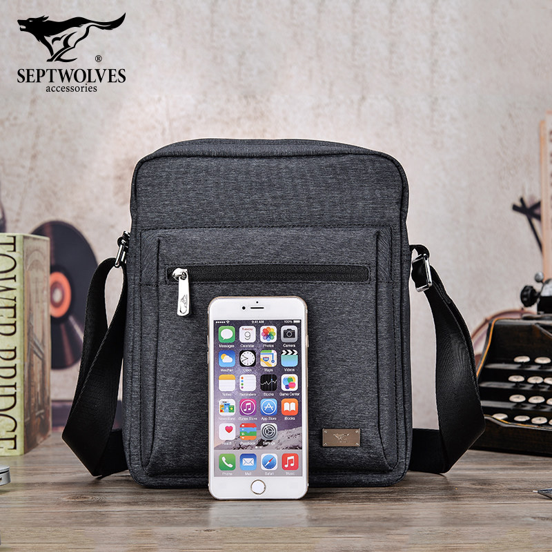 2016 Septwolves Oxford cloth waterproof men's bag shoulder bag men's canvas bag casual men's messenger bag IPAD bag