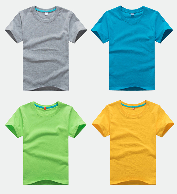 Bông trẻ em vòng cổ ngắn tay T-Shirt mẫu giáo trường tiểu học dịch vụ đẳng cấp trống vẽ tay áo tuỳ chỉnh DIY in ấn áo phông bé trai 1 tuổi