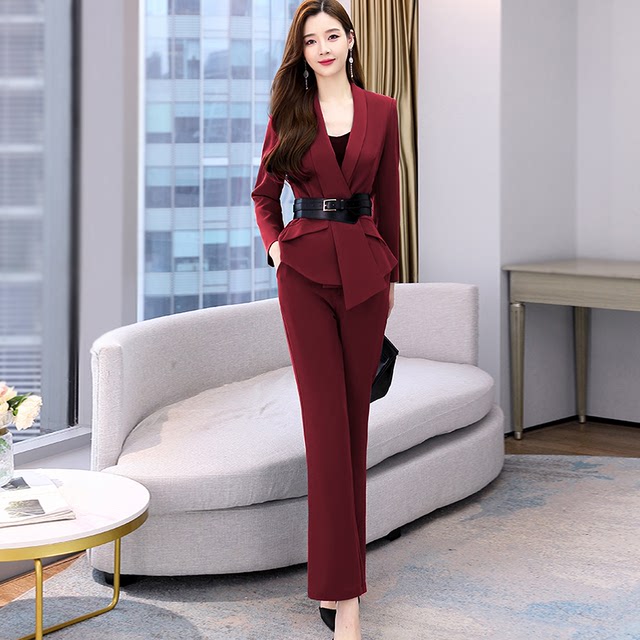 Autumn suit female 2022 new professional temperament goddess fan high-end fashion royal sister pants two-piece set