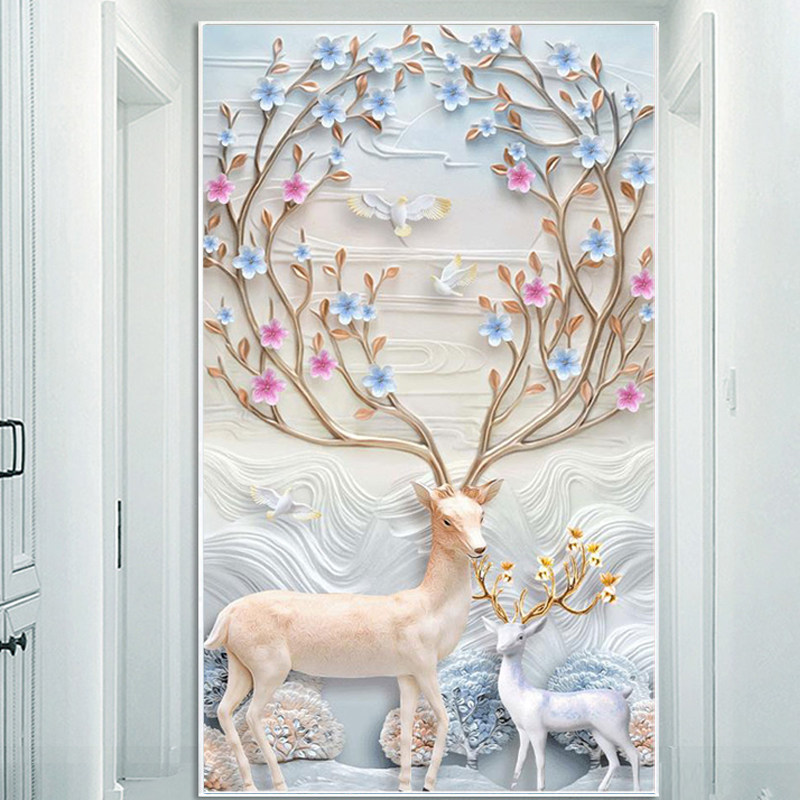 Diamond painting 2022 New full drill Living room Elk Deer Crystal Dot Stick Brick Stone Show Cross Embroidered 2021 Fashion