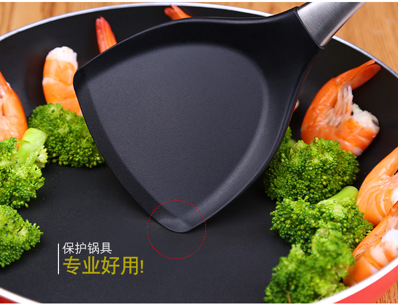 Xẻng silicone không dính xẻng 304 inox hộ gia đình bếp đơn nylon xẻng nhiệt độ cao dụng cụ nhà bếp chảo thép carbon