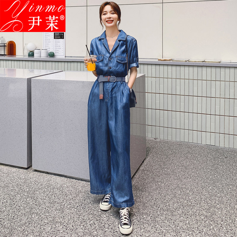 Tencel Denim Jumpsuit for Women 2026 New Summer Korean Style High-Waisted Casual Loose Workwear Wide-Leg Jumpsuit Trendy Tencel Denim Jumpsuit for Women 2026 New Summer Korean Style High-Waisted Casual Loose Workwear Wide-Leg Jumpsuit Trendy