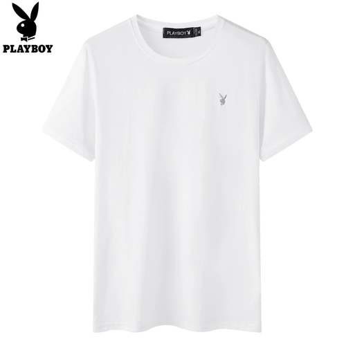 Playboy, мужская летняя хлопковая универсальная брендовая базовая приятная телу футболка с коротким рукавом, в корейском стиле