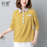 Базовый приятный телу хлопковый лонгслив, осенняя футболка polo для матери, коллекция 2022
