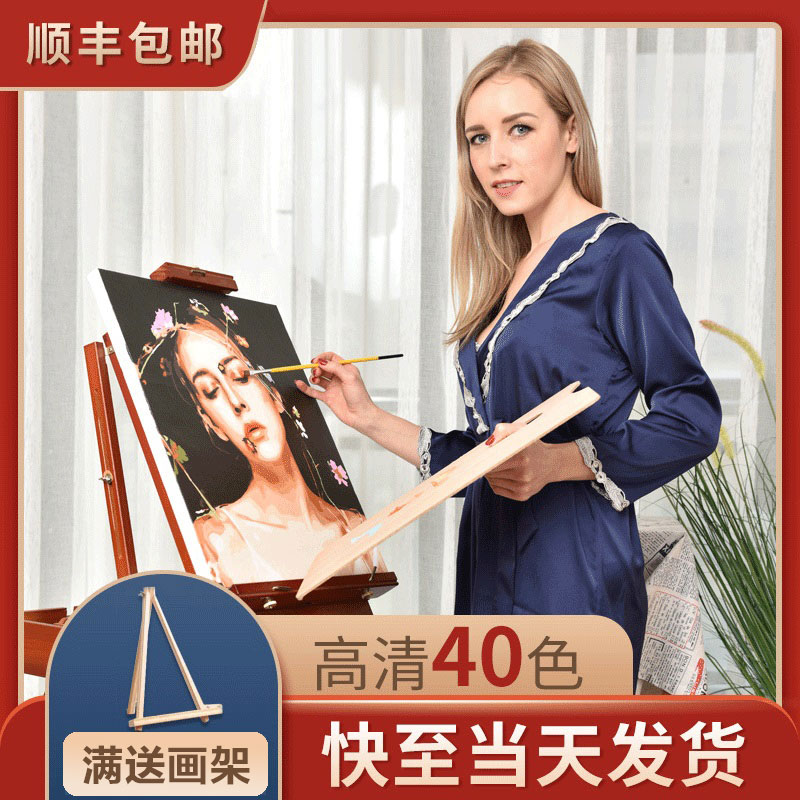 Ling Dian diy digital oil painting Custom oil painting decompression filling photo coloring Hand-painted Tanabata gift decorative painting