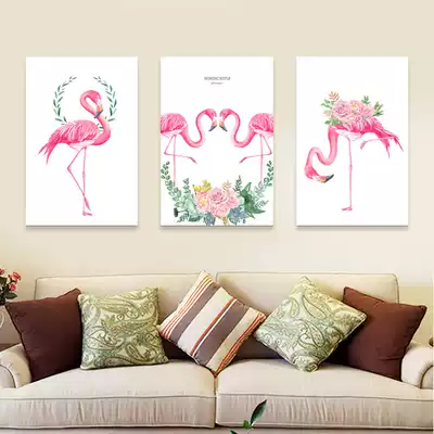 diy collar digital oil color painting decoration Flamingo three spell living room bedroom hand-painted landscape Nordic hanging painting