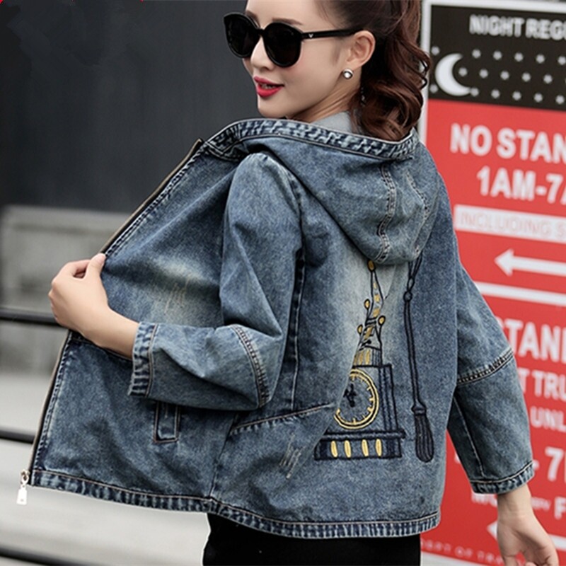 Denim Clothing Thin Short Coat Lady Open Spring Fall 100 Hitch 2022 New Tide Easing Korean Version Casual Little Guy