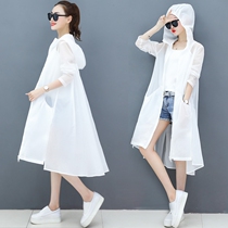 2021 new summer Foreign style sunscreen clothes fairy lady Beach seaside holiday long popular coat over the knee